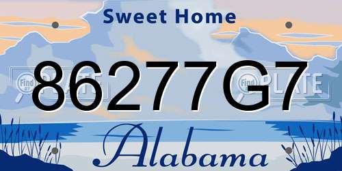 86277G7 Alabama License Plate