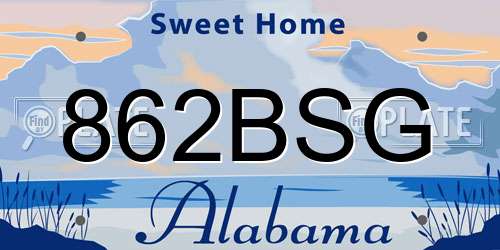 862BSG Alabama License Plate