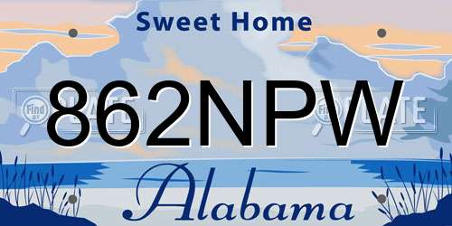 862NPW Alabama License Plate