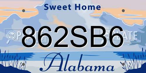862SB6 Alabama License Plate