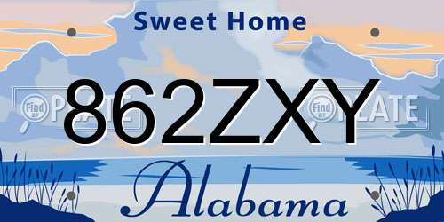 862ZXY Alabama License Plate