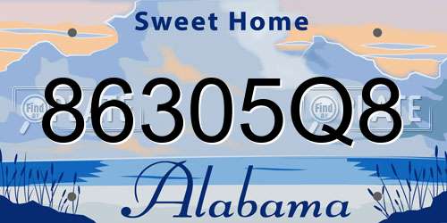 86305Q8 Alabama License Plate