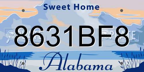 8631BF8 Alabama License Plate