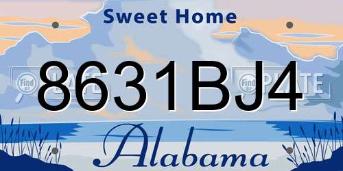 8631BJ4 Alabama License Plate