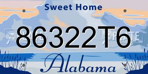 86322T6 Alabama License Plate