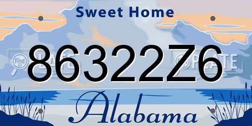 86322Z6 Alabama License Plate