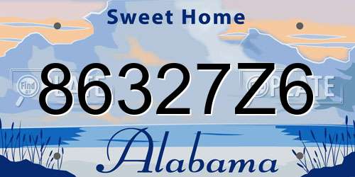 86327Z6 Alabama License Plate