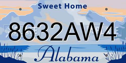 8632AW4 Alabama License Plate