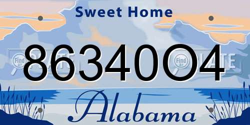 86340O4 Alabama License Plate