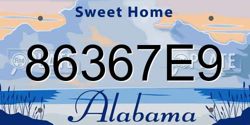 86367E9 Alabama License Plate