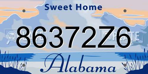 86372Z6 Alabama License Plate