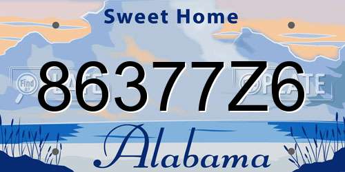 86377Z6 Alabama License Plate