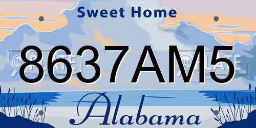 8637AM5 Alabama License Plate