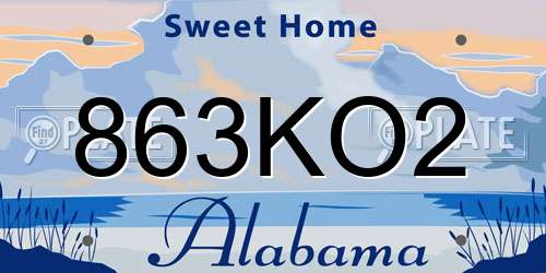 863KO2 Alabama License Plate