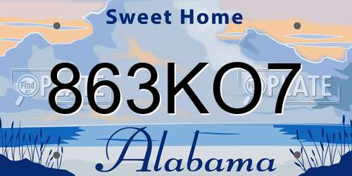 863KO7 Alabama License Plate