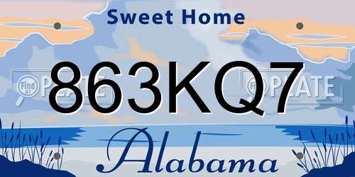 863KQ7 Alabama License Plate