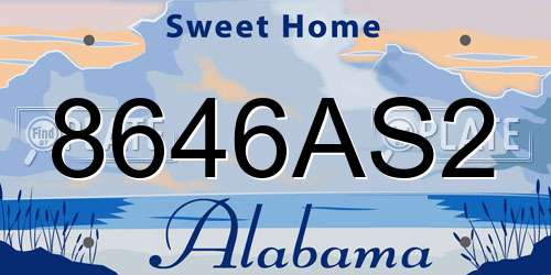 8646AS2 Alabama License Plate