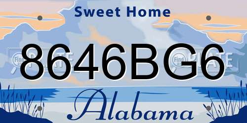 8646BG6 Alabama License Plate