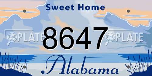 8647 Alabama License Plate