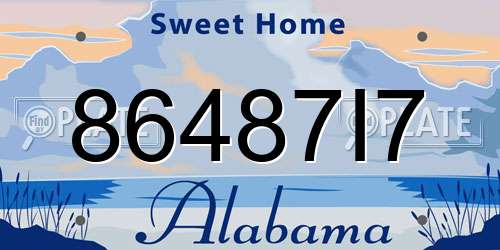 86487I7 Alabama License Plate
