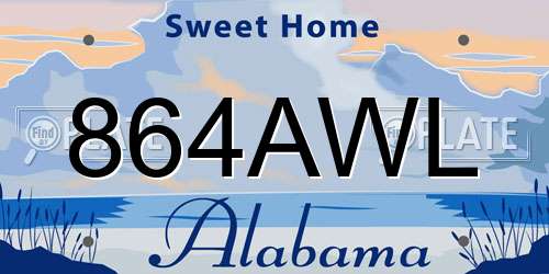864AWL Alabama License Plate