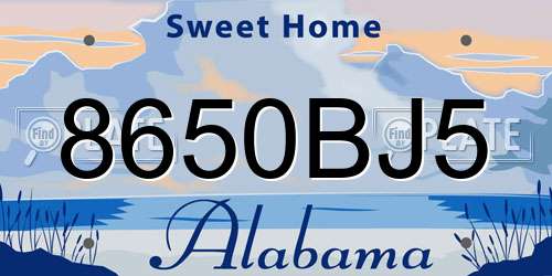 8650BJ5 Alabama License Plate
