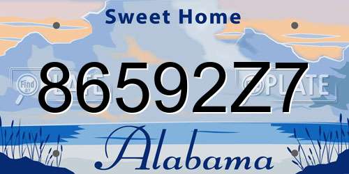 86592Z7 Alabama License Plate