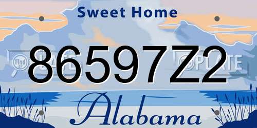 86597Z2 Alabama License Plate