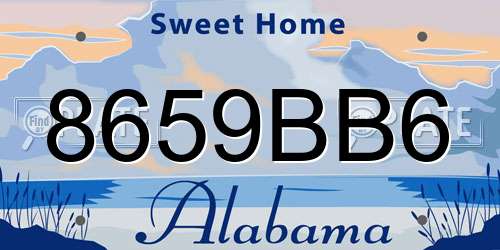 8659BB6 Alabama License Plate