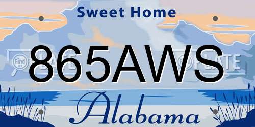 865AWS Alabama License Plate