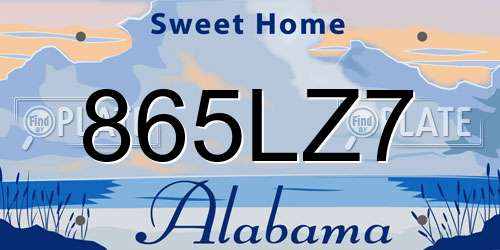 865LZ7 Alabama License Plate