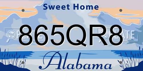 865QR8 Alabama License Plate