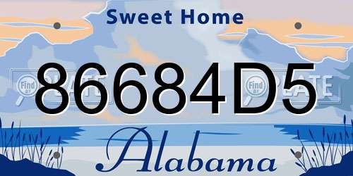 86684D5 Alabama License Plate