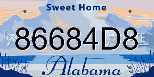 86684D8 Alabama License Plate