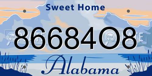 86684O8 Alabama License Plate