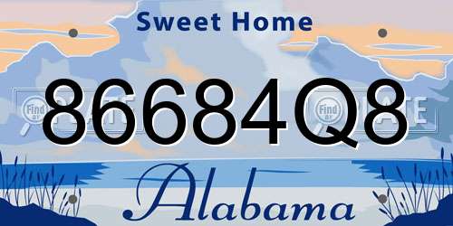 86684Q8 Alabama License Plate