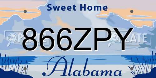 866ZPY Alabama License Plate