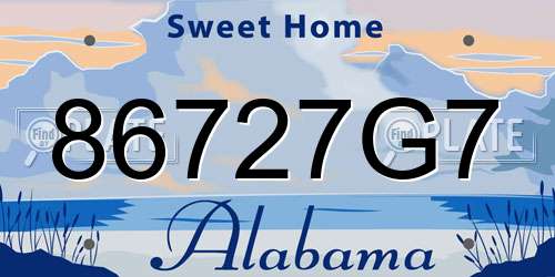 86727G7 Alabama License Plate