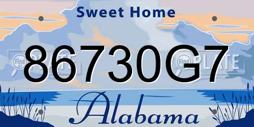 86730G7 Alabama License Plate