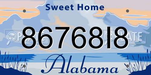 86768I8 Alabama License Plate