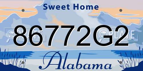 86772G2 Alabama License Plate