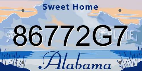 86772G7 Alabama License Plate