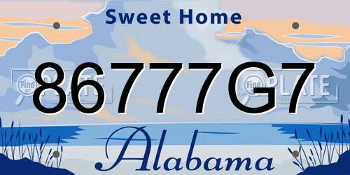 86777G7 Alabama License Plate
