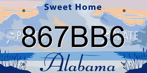 867BB6 Alabama License Plate