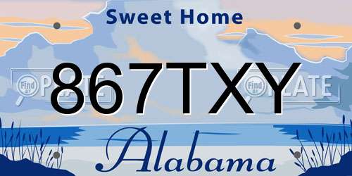 867TXY Alabama License Plate