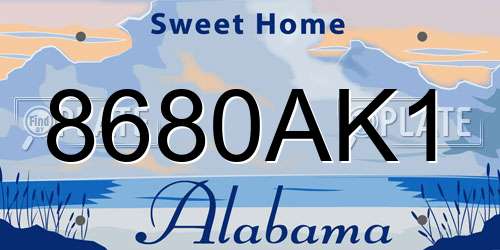 8680AK1 Alabama License Plate