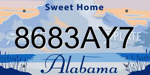 8683AY7 Alabama License Plate