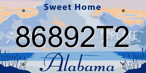 86892T2 Alabama License Plate