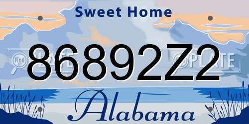 86892Z2 Alabama License Plate