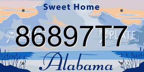 86897T7 Alabama License Plate